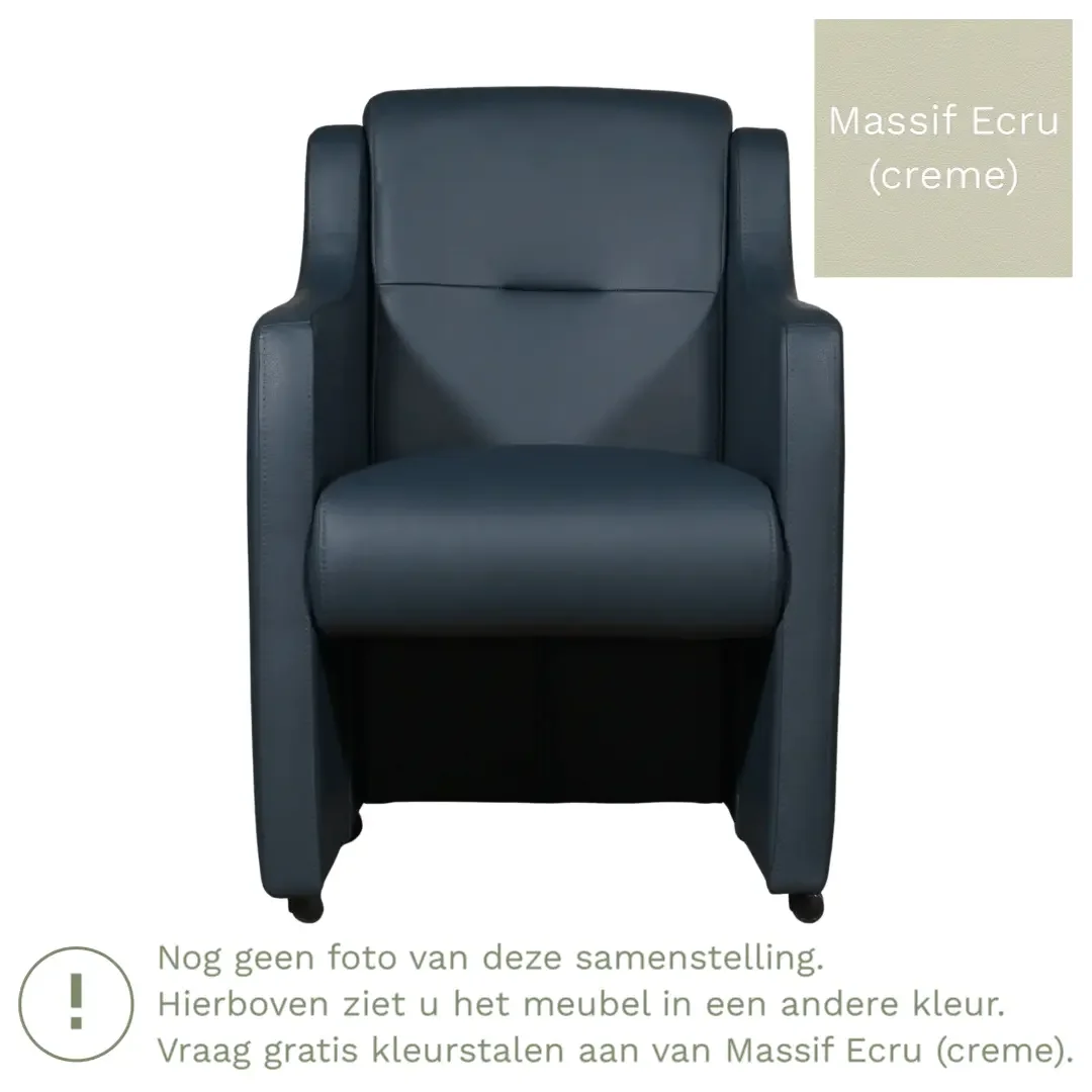 afbeelding van Leren eetkamerstoel Mass - Massif Ecru (crème) - Zonder handgreep