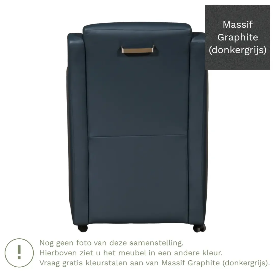 afbeelding van Leren eetkamerstoel Mass - Massif Graphite (donkergrijs) - Met handgreep zwart