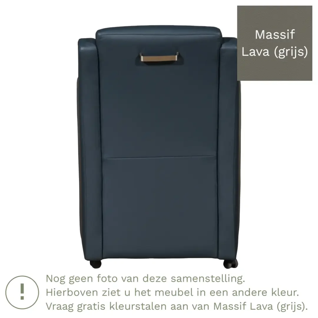 afbeelding van Leren eetkamerstoel Mass - Massif Lava (grijs) - Met handgreep zwart
