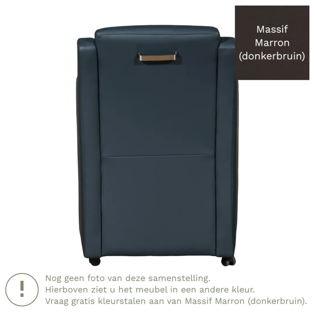afbeelding van Leren eetkamerstoel Mass - Massif Marron (donkerbruin) - Met handgreep zwart