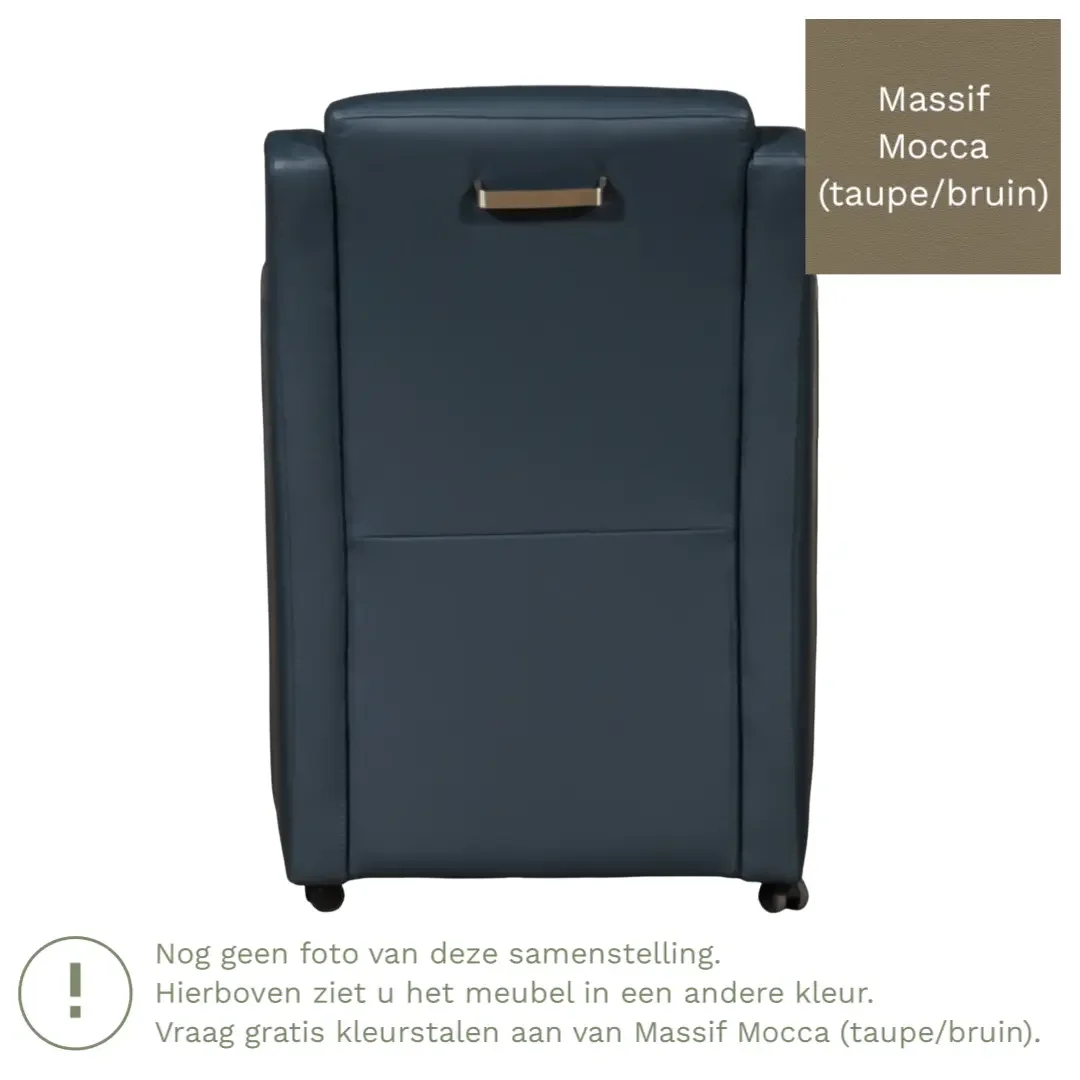 afbeelding van Leren eetkamerstoel Mass - Massif Mocca (taupe/bruin) - Met handgreep RVS