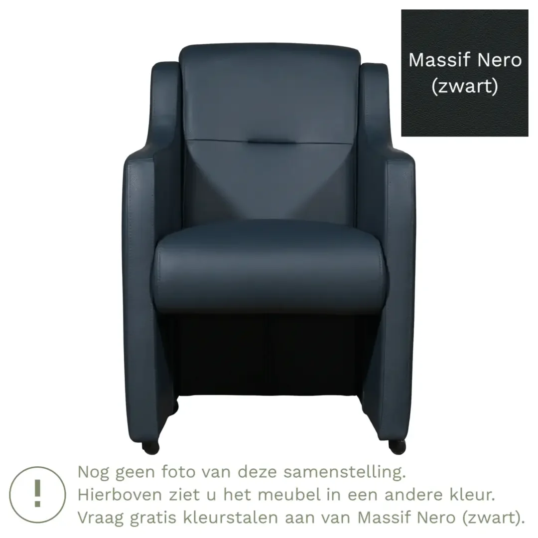 afbeelding van Leren eetkamerstoel Mass - Massif Nero (zwart) - Zonder handgreep
