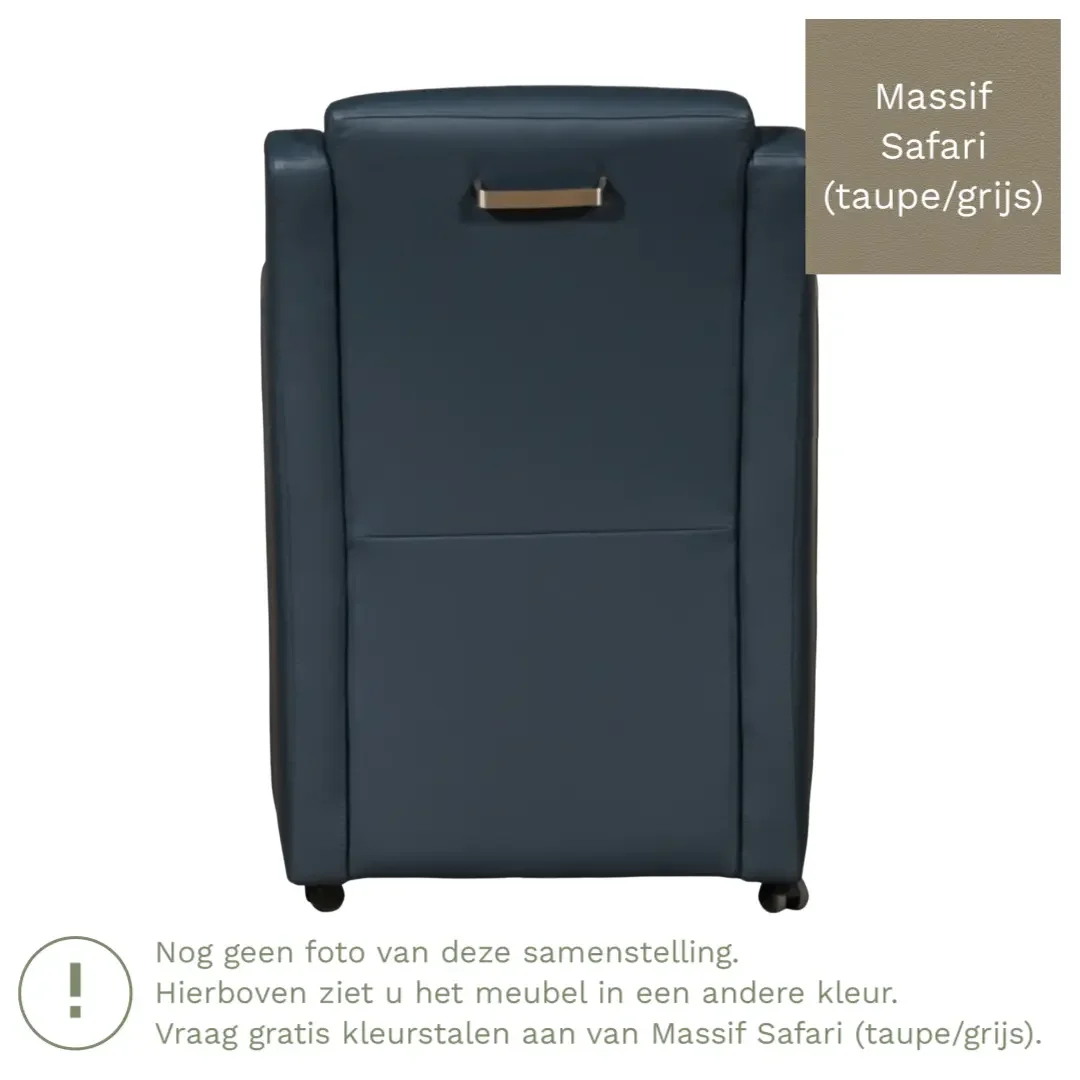 afbeelding van Leren eetkamerstoel Mass - Massif Safari (taupe/grijs) - Met handgreep RVS