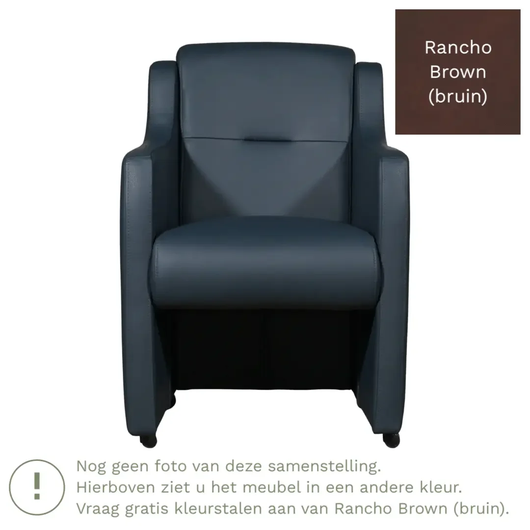 afbeelding van Leren eetkamerstoel Mass - Rancho Brown (bruin) - Zonder handgreep