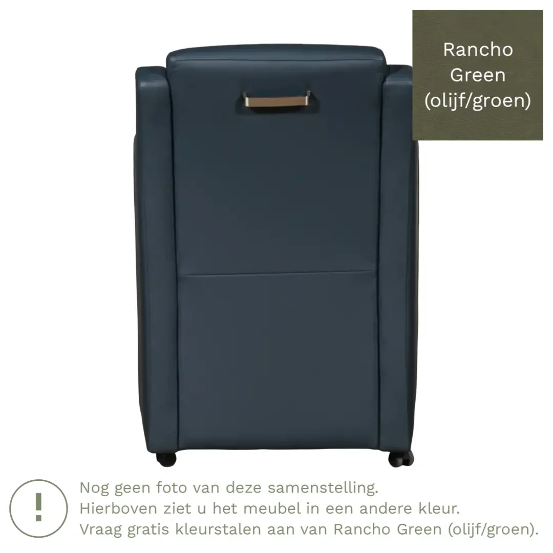 afbeelding van Leren eetkamerstoel Mass - Rancho Green (olijf/groen) - Met handgreep RVS