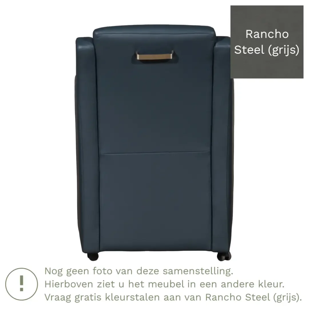 afbeelding van Leren eetkamerstoel Mass - Rancho Steel (grijs) - Met handgreep RVS