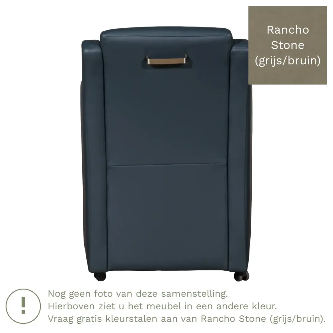 afbeelding van Leren eetkamerstoel Mass - Rancho Stone (grijs/bruin) - Met handgreep RVS