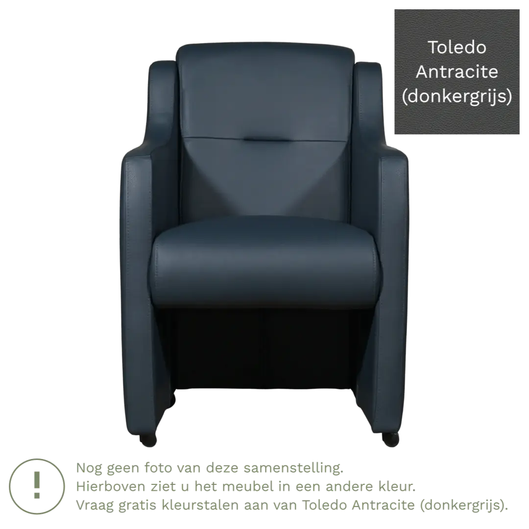 afbeelding van Leren eetkamerstoel Mass - Toledo Antracite (donkergrijs) - Zonder handgreep