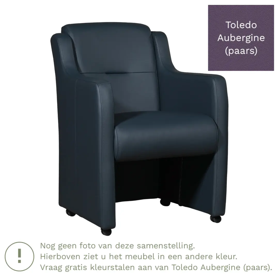 afbeelding van Leren eetkamerstoel Mass - Toledo Aubergine (paars) - Met handgreep RVS
