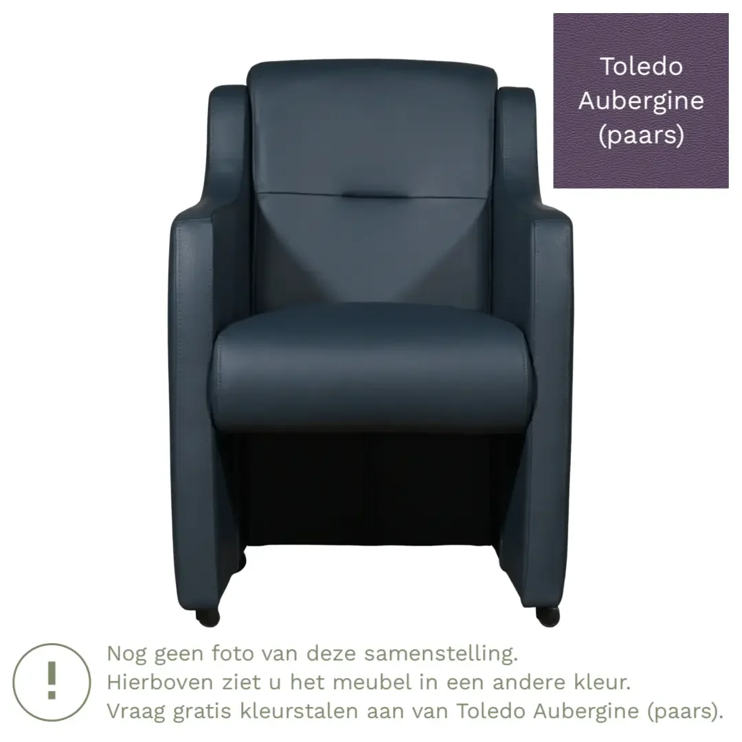 afbeelding van Leren eetkamerstoel Mass - Toledo Aubergine (paars) - Met handgreep RVS