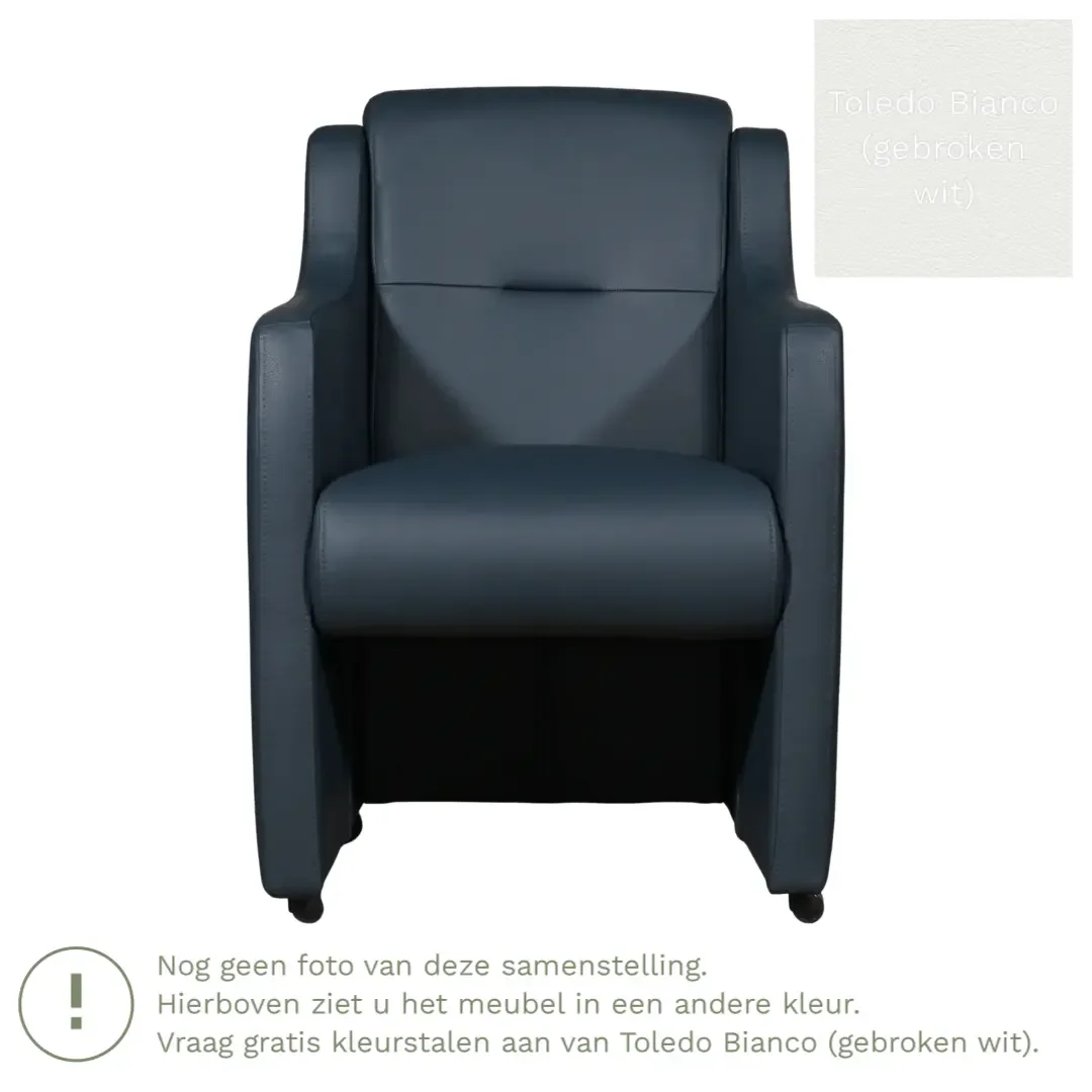 afbeelding van Leren eetkamerstoel Mass - Toledo Bianco (gebroken wit) - Met handgreep zwart