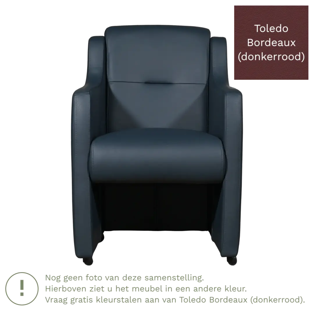 afbeelding van Leren eetkamerstoel Mass - Toledo Bordeaux (donkerrood) - Zonder handgreep