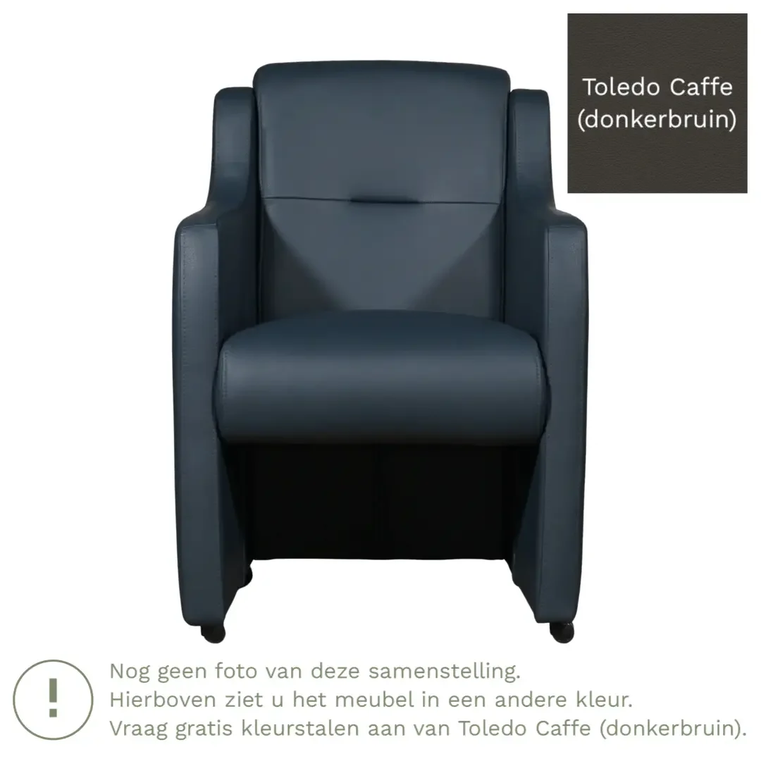 afbeelding van Leren eetkamerstoel Mass - Toledo Caffe (donkerbruin) - Met handgreep zwart
