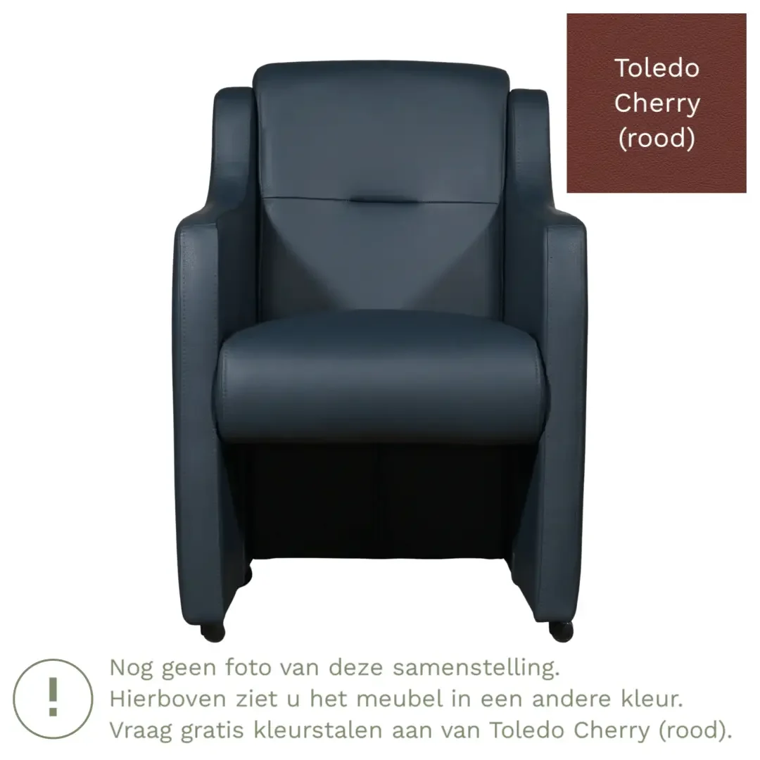 afbeelding van Leren eetkamerstoel Mass - Toledo Cherry (rood) - Zonder handgreep