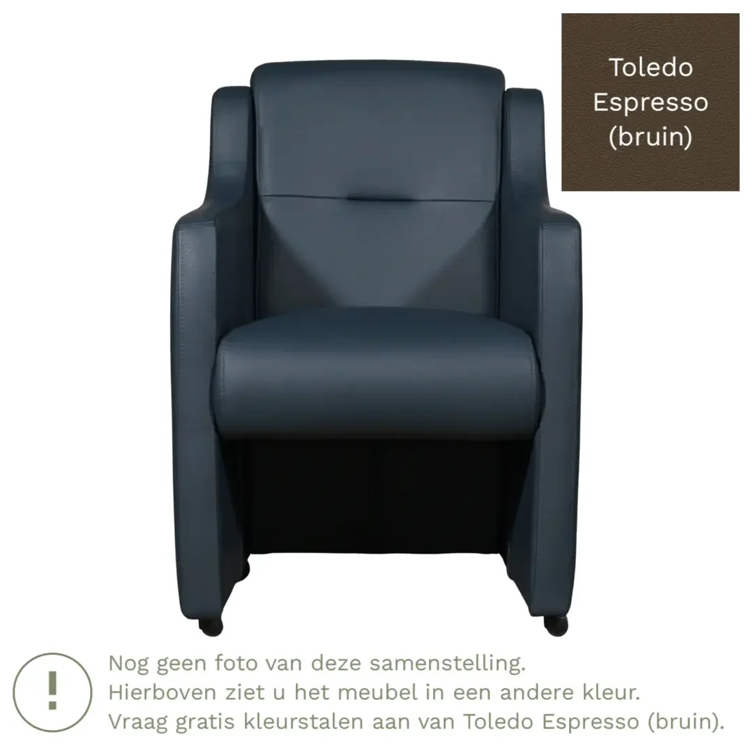afbeelding van Leren eetkamerstoel Mass - Toledo Espresso (bruin) - Met handgreep zwart