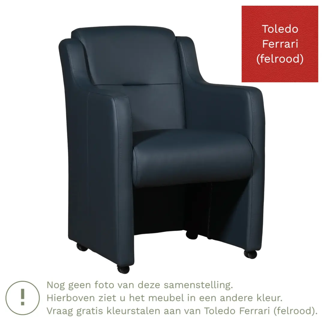 afbeelding van Leren eetkamerstoel Mass - Toledo Ferrari (felrood) - Met handgreep zwart