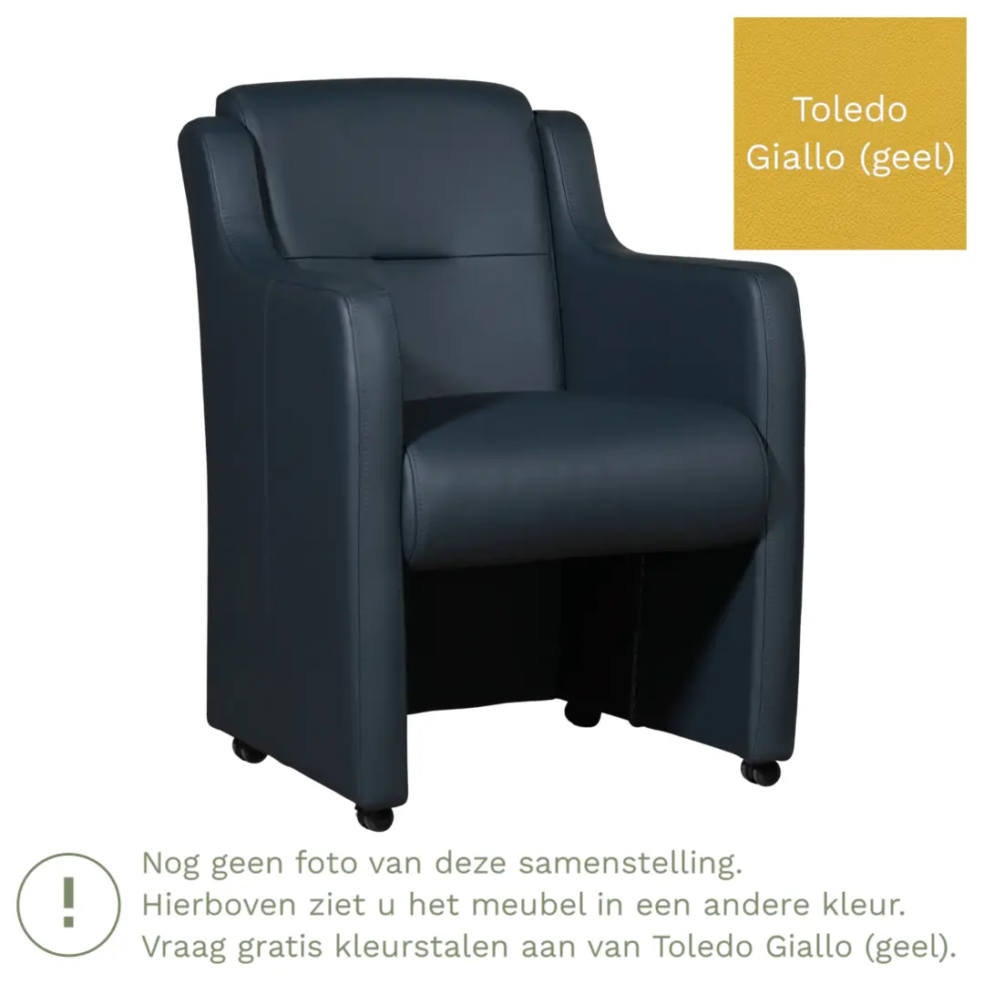 afbeelding van Leren eetkamerstoel Mass - Toledo Giallo (geel) - Met handgreep RVS