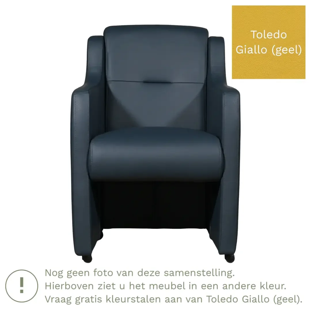 afbeelding van Leren eetkamerstoel Mass - Toledo Giallo (geel) - Met handgreep RVS