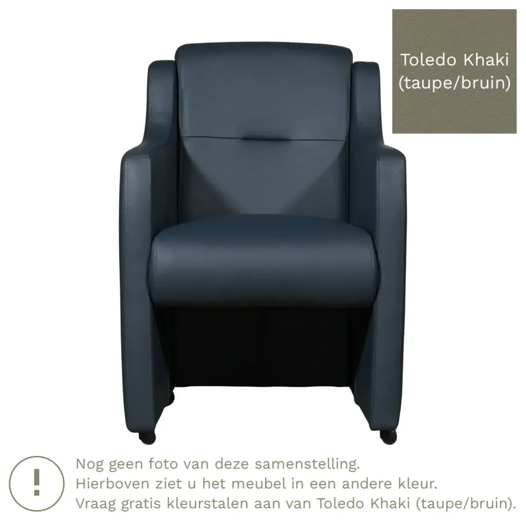 afbeelding van Leren eetkamerstoel Mass - Toledo Khaki (taupe/bruin) - Zonder handgreep