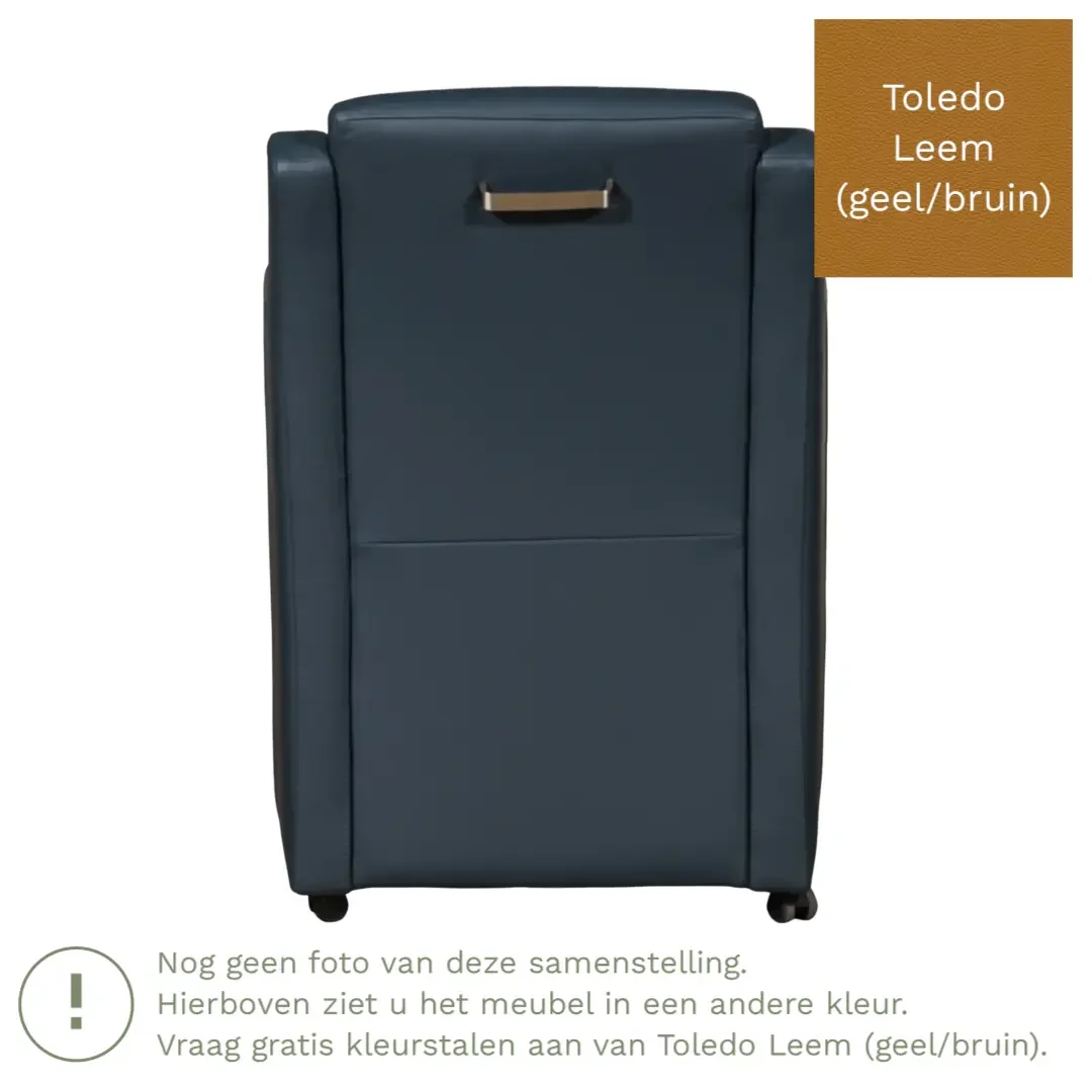 afbeelding van Leren eetkamerstoel Mass - Toledo Leem (geel/bruin) - Met handgreep zwart