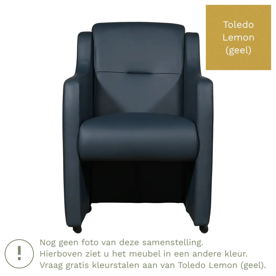 afbeelding van Leren eetkamerstoel Mass - Toledo Lemon (geel) - Met handgreep RVS
