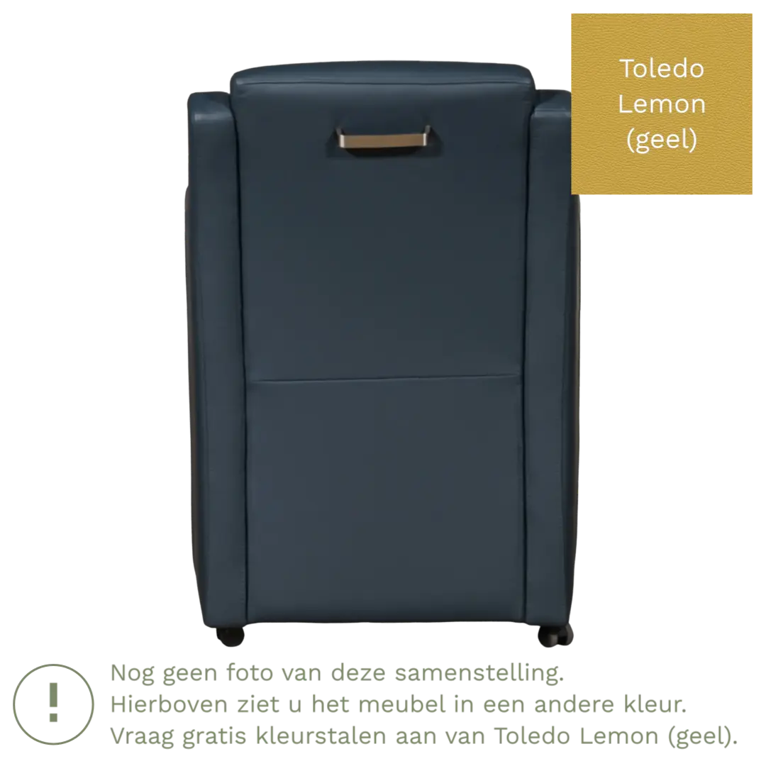 afbeelding van Leren eetkamerstoel Mass - Toledo Lemon (geel) - Met handgreep RVS