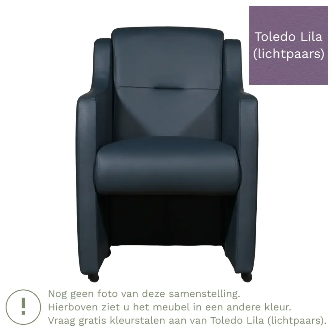 afbeelding van Leren eetkamerstoel Mass - Toledo Lila (lichtpaars) - Met handgreep RVS