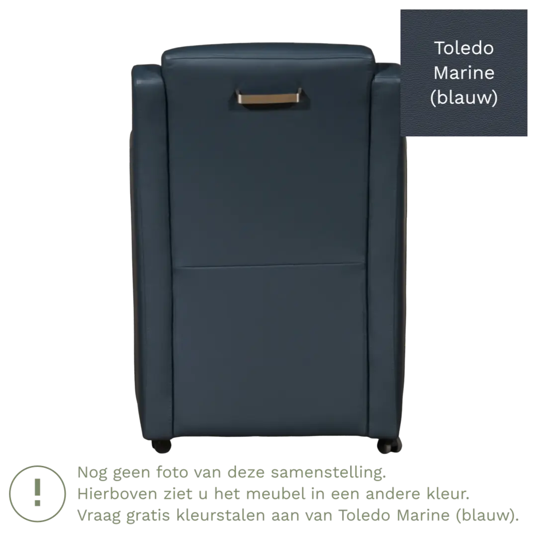 afbeelding van Leren eetkamerstoel Mass - Toledo Marine (blauw) - Met handgreep zwart