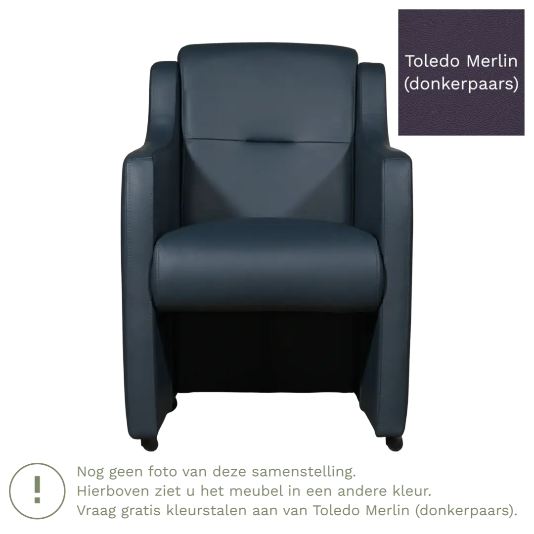 afbeelding van Leren eetkamerstoel Mass - Toledo Merlin (donkerpaars) - Met handgreep zwart