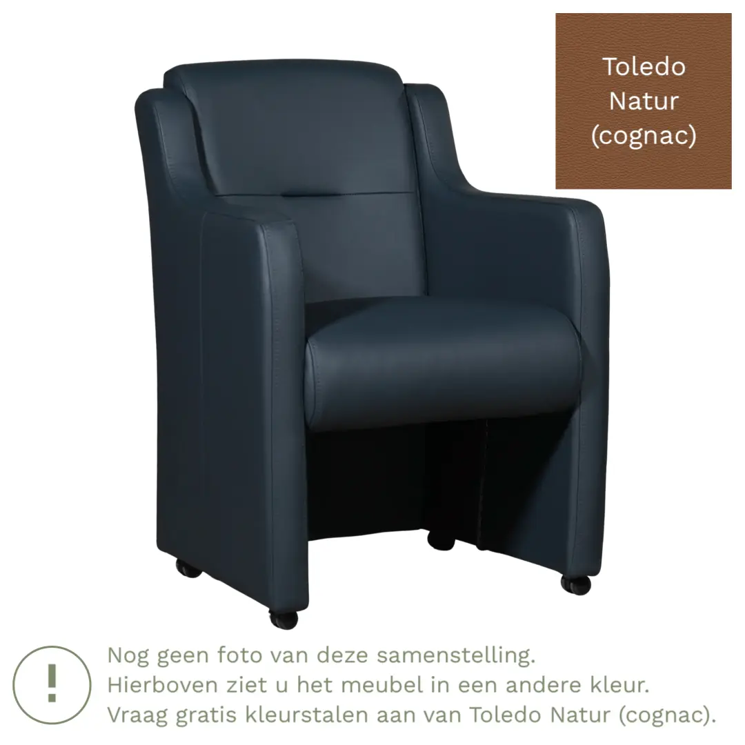 afbeelding van Leren eetkamerstoel Mass - Toledo Natur (cognac) - Zonder handgreep