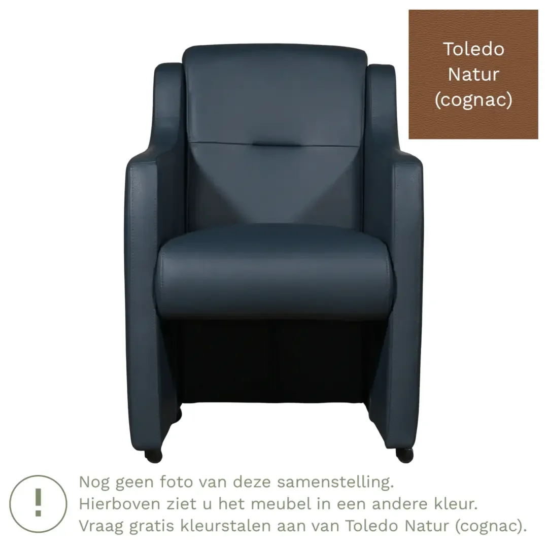 afbeelding van Leren eetkamerstoel Mass - Toledo Natur (cognac) - Zonder handgreep