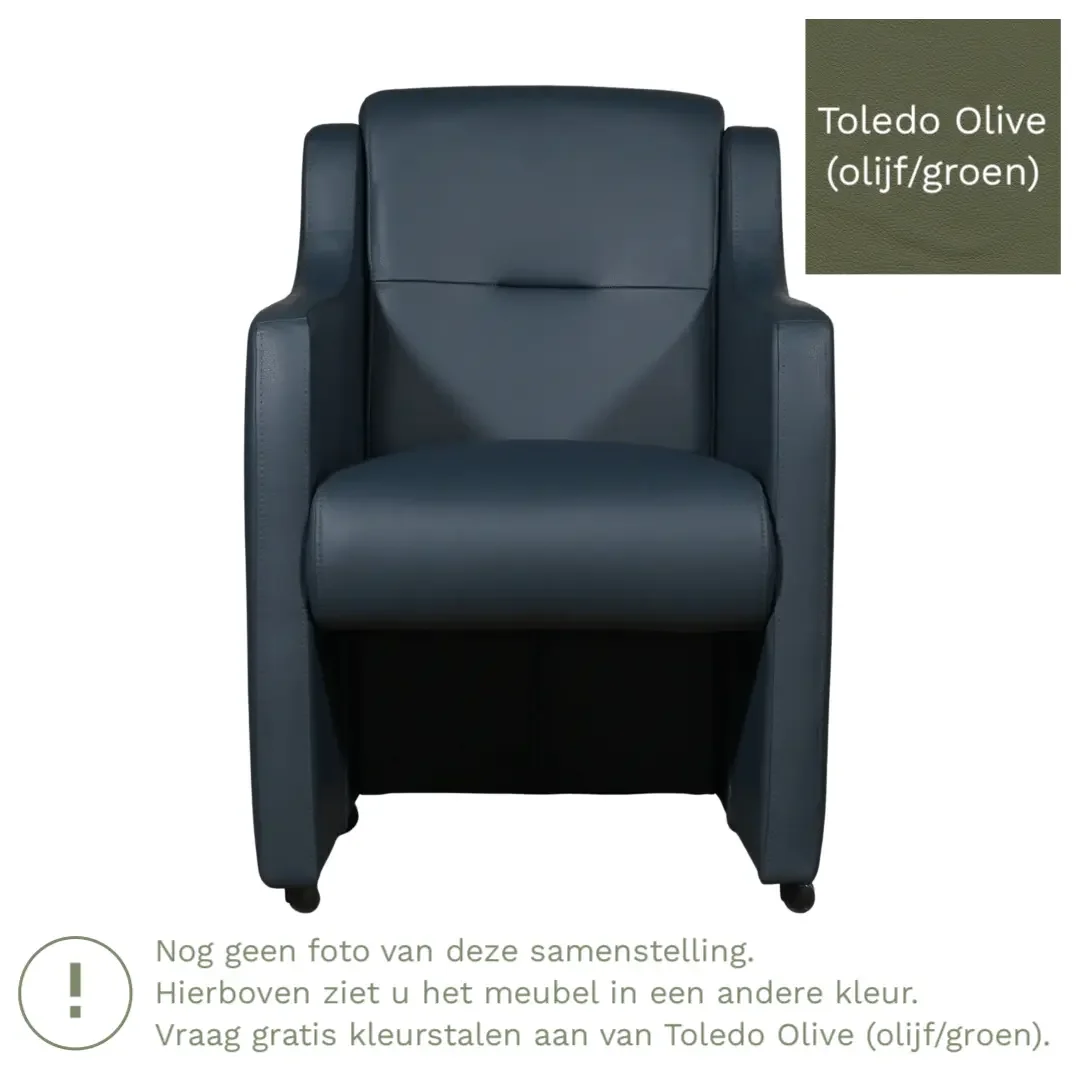 afbeelding van Leren eetkamerstoel Mass - Toledo Olive (olijf/goen) - Zonder handgreep