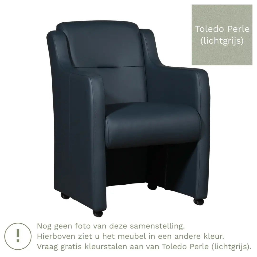 afbeelding van Leren eetkamerstoel Mass - Toledo Perle (lichtgrijs) - Zonder handgreep