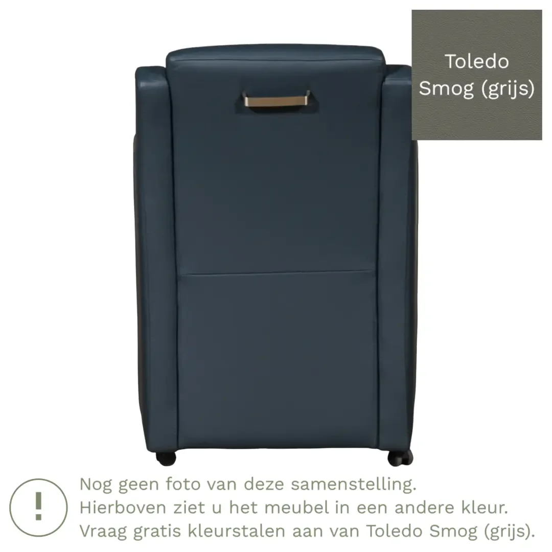 afbeelding van Leren eetkamerstoel Mass - Toledo Smog (grijs) - Met handgreep zwart