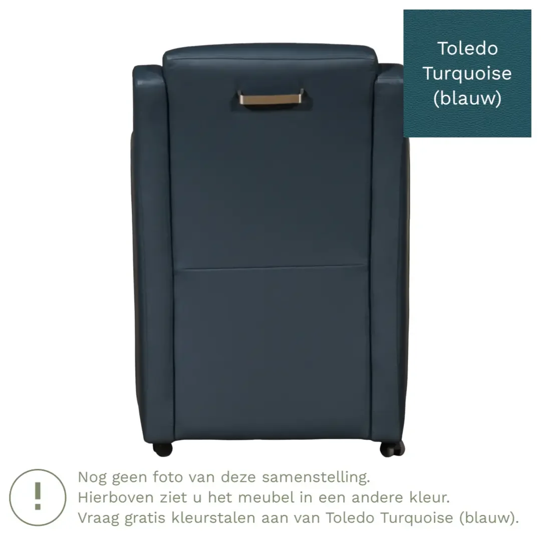 afbeelding van Leren eetkamerstoel Mass - Toledo Turquoise (blauw) - Met handgreep zwart