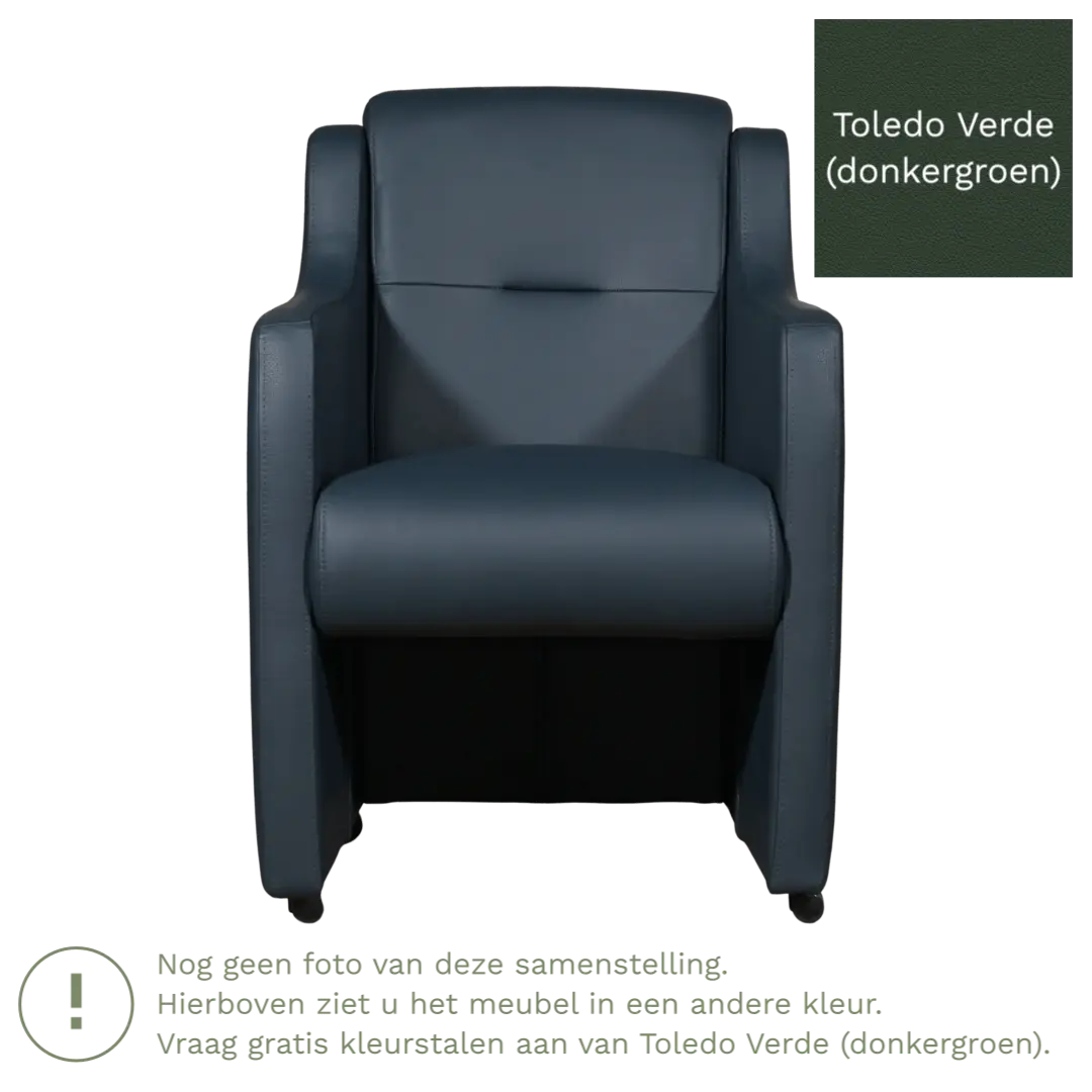 afbeelding van Leren eetkamerstoel Mass - Toledo Verde (donkergroen) - Zonder handgreep