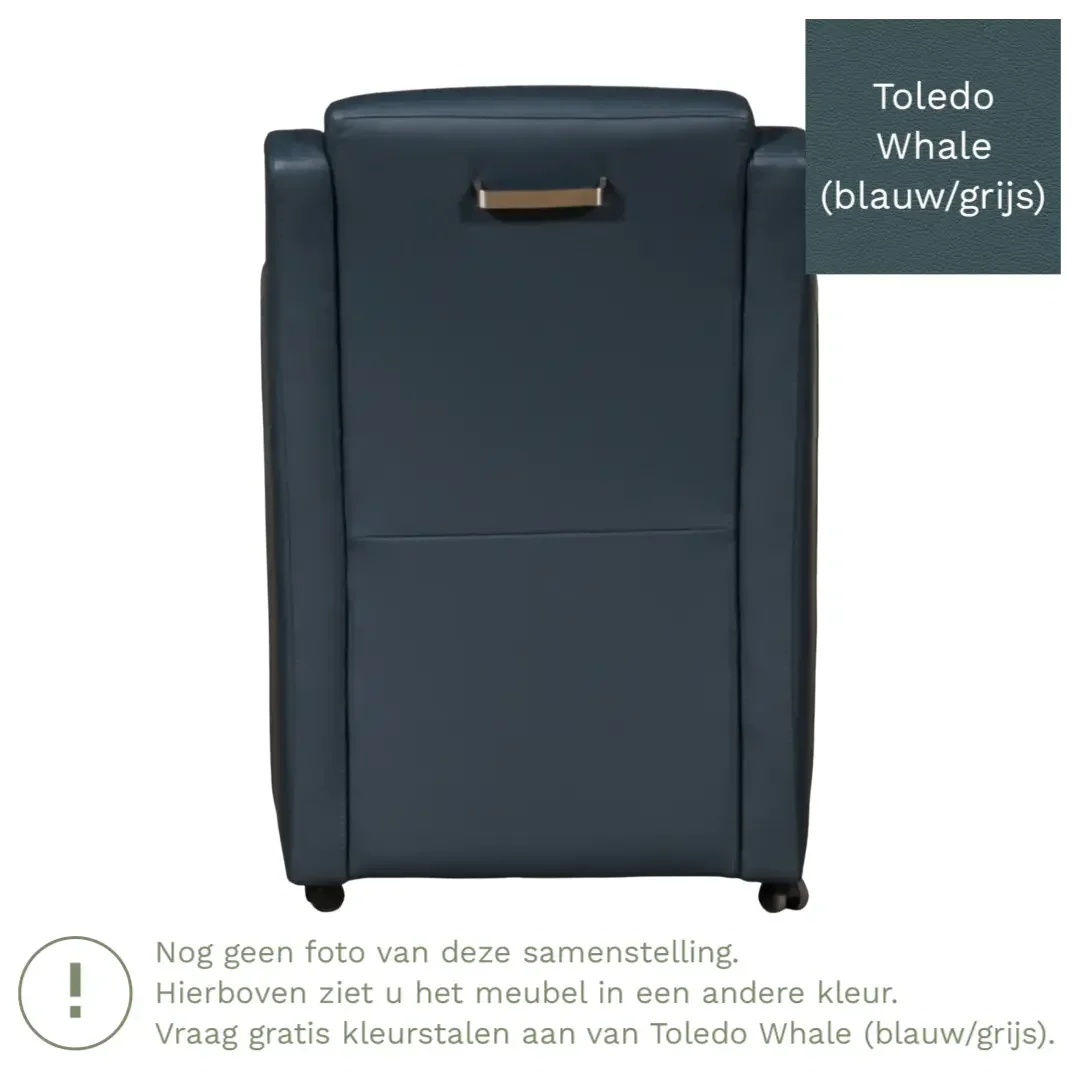afbeelding van Leren eetkamerstoel Mass - Toledo Whale (blauw/grijs) - Met handgreep zwart