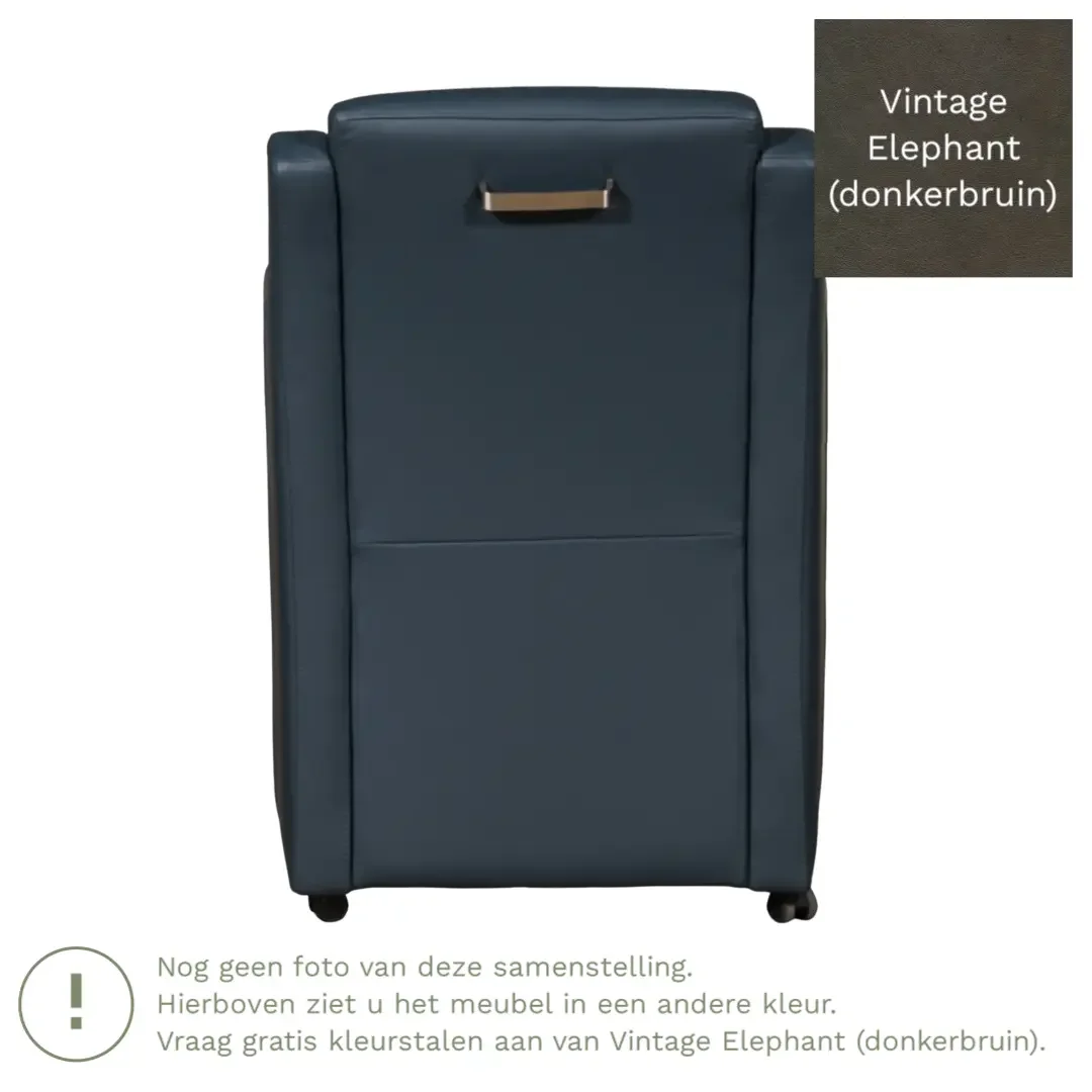 afbeelding van Leren eetkamerstoel Mass - Vintage Elephant (donkerbruin) - Met handgreep zwart