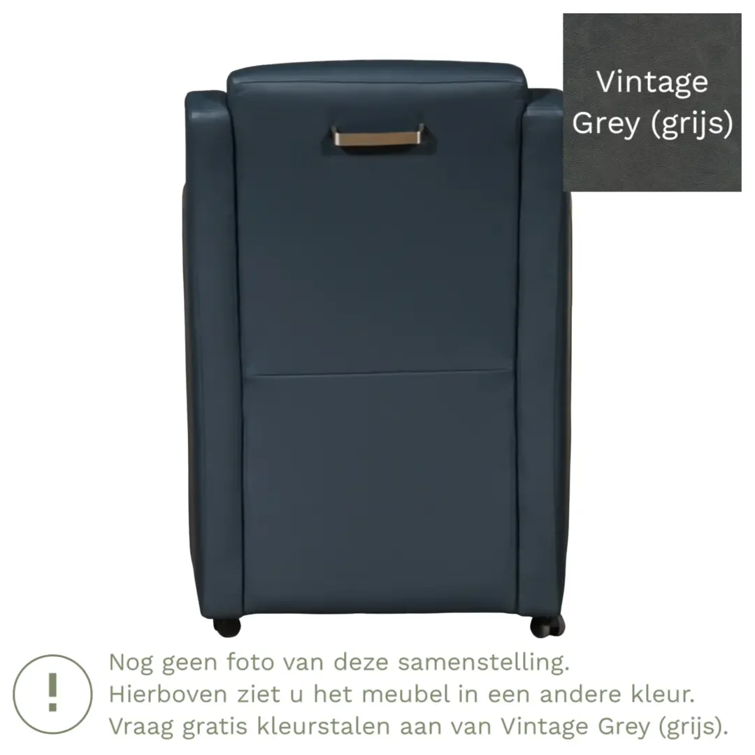 afbeelding van Leren eetkamerstoel Mass - Vintage Grey (grijs) - Met handgreep zwart