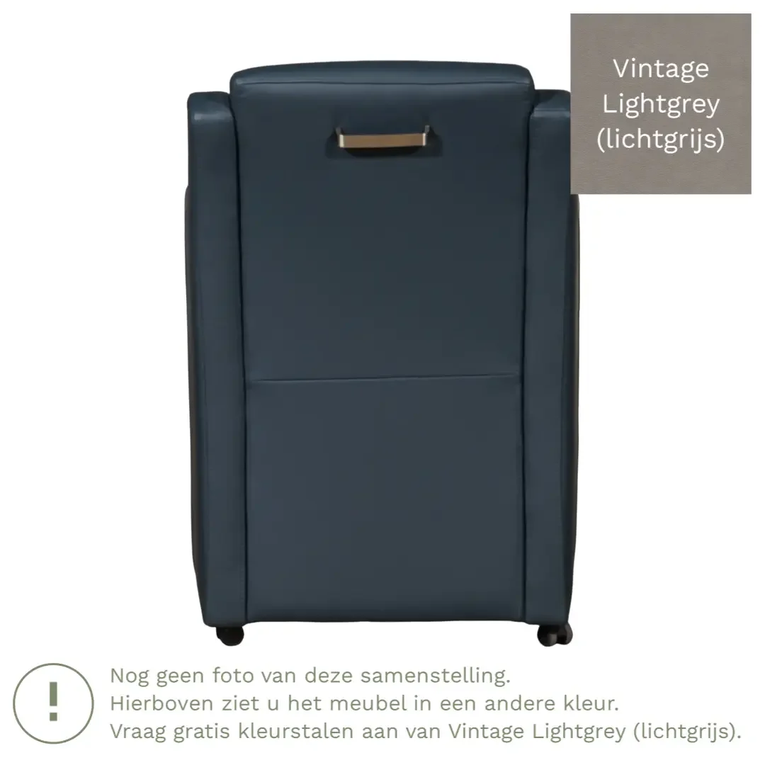 afbeelding van Leren eetkamerstoel Mass - Vintage Lightgrey (lichtgrijs) - Met handgreep zwart