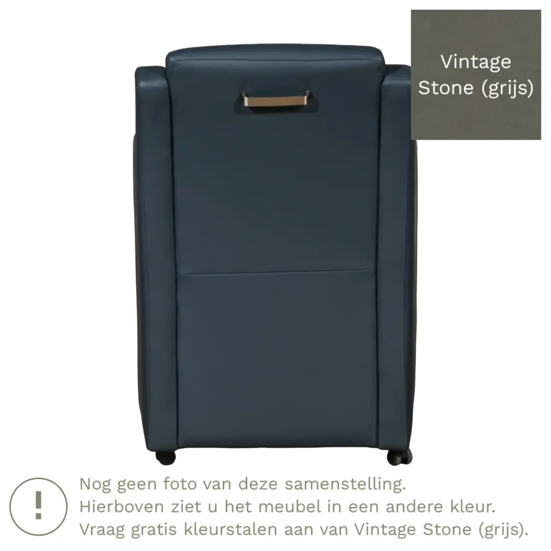 afbeelding van Leren eetkamerstoel Mass - Vintage Stone (grijs) - Met handgreep zwart