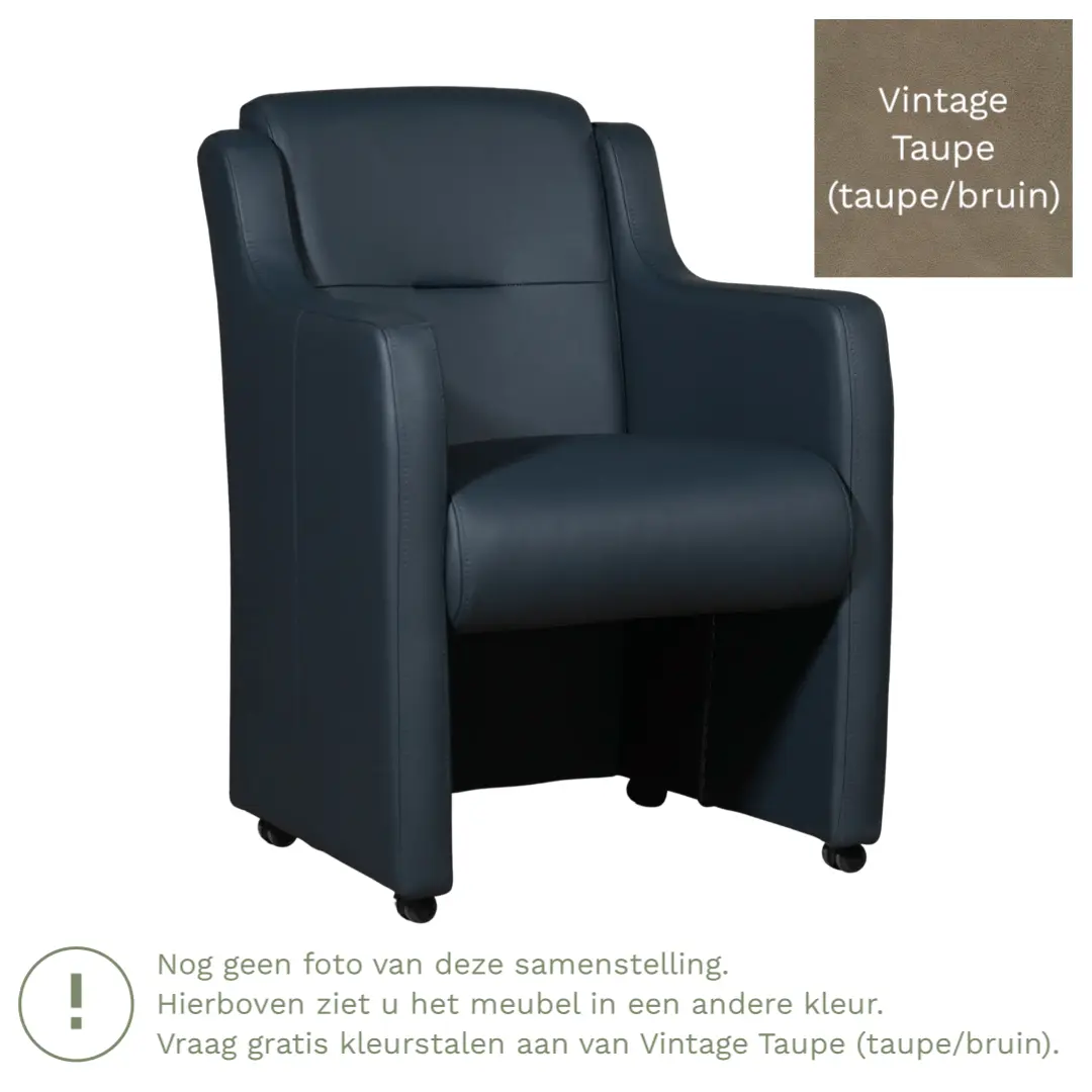 afbeelding van Leren eetkamerstoel Mass - Vintage Taupe (taupe/bruin) - Zonder handgreep