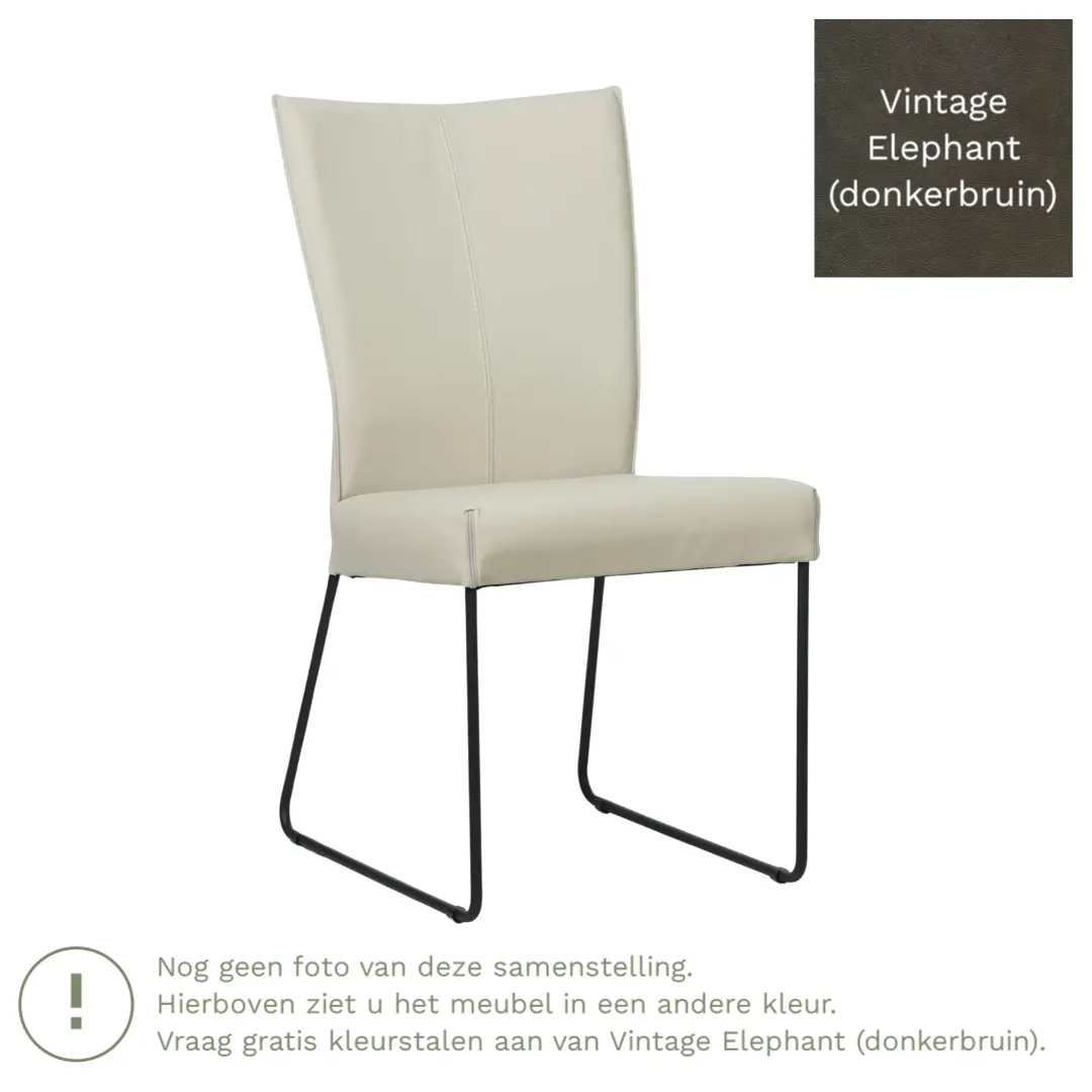 afbeelding van Leren eetkamerstoel Mate - Vintage Elephant (donkerbruin) - U-poot staal rond zwart