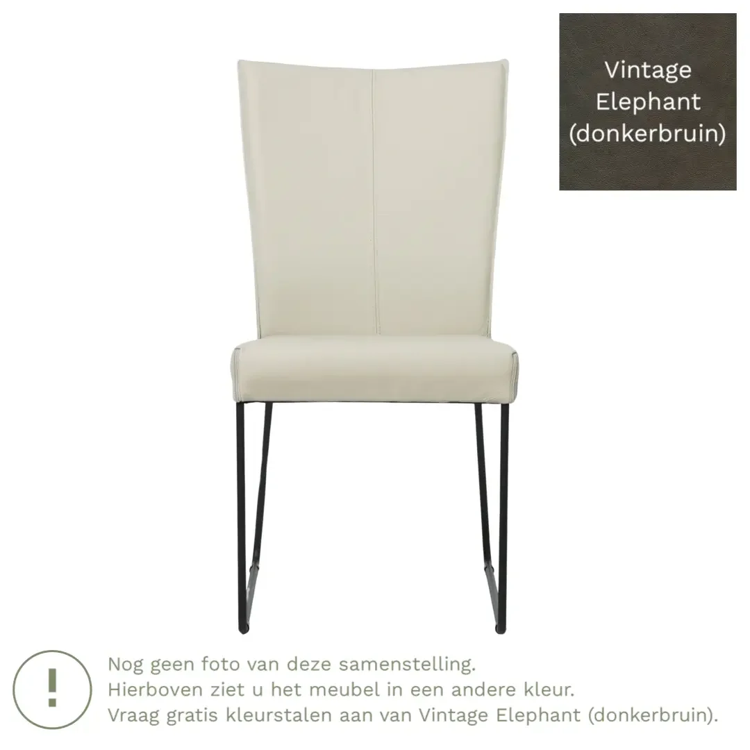 afbeelding van Leren eetkamerstoel Mate - Vintage Elephant (donkerbruin) - U-poot staal rond zwart