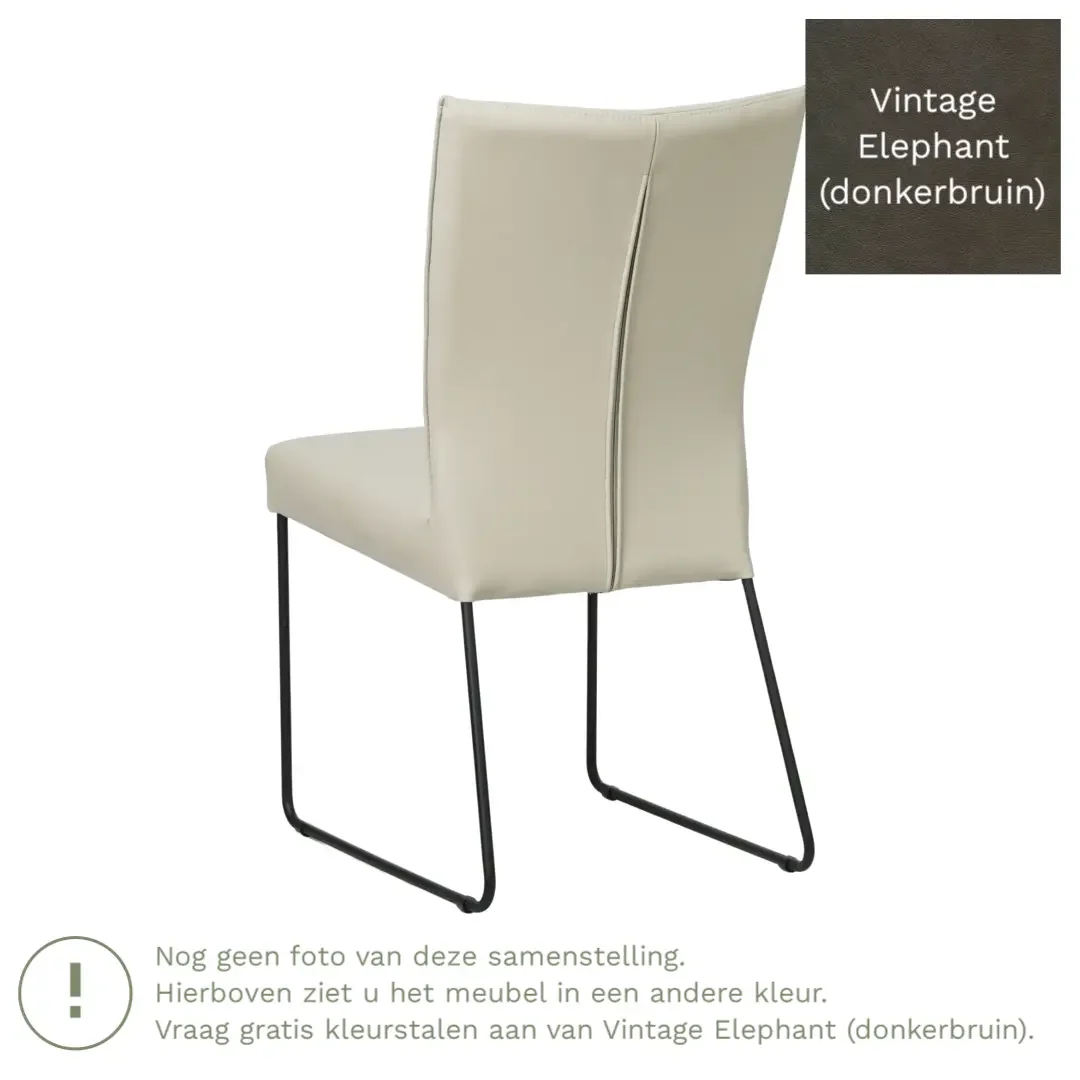 afbeelding van Leren eetkamerstoel Mate - Vintage Elephant (donkerbruin) - U-poot staal rond zwart
