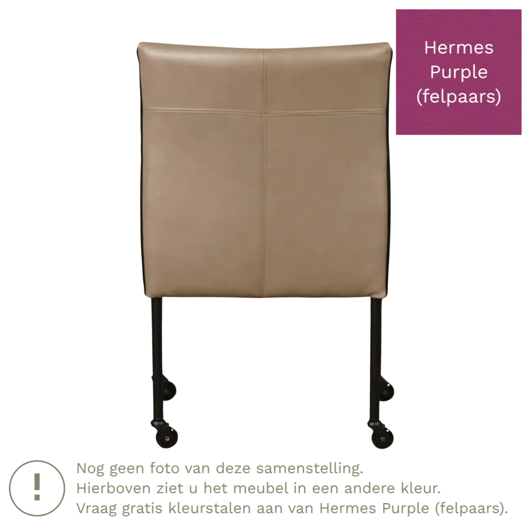 afbeelding van Leren eetkamerstoel More - Hermes Purple (felpaars) - Poten staal rond RVS