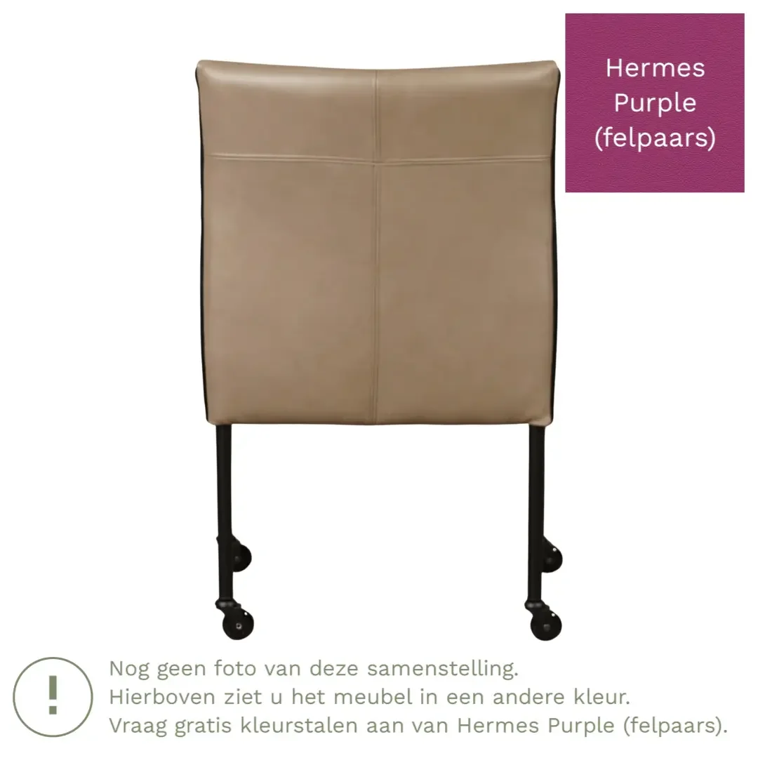 afbeelding van Leren eetkamerstoel More - Hermes Purple (felpaars) - Poten staal rond zwart