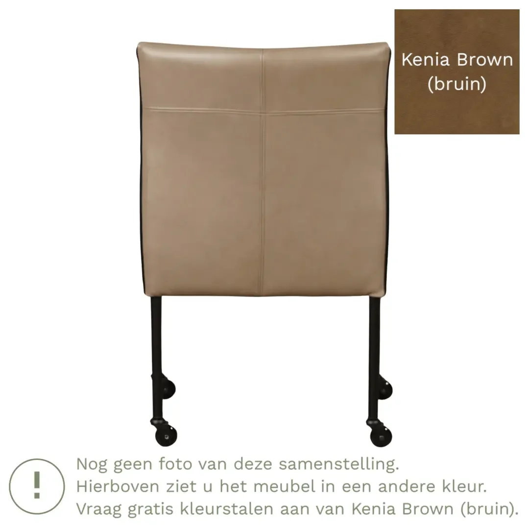 afbeelding van Leren eetkamerstoel More - Kenia Brown (bruin) - Poten staal rond RVS