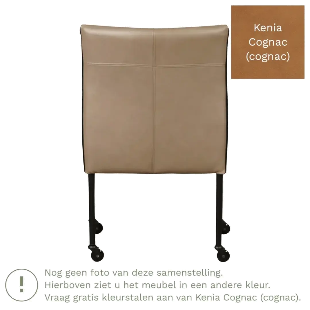 afbeelding van Leren eetkamerstoel More - Kenia Cognac (cognac) - Poten staal rond zwart