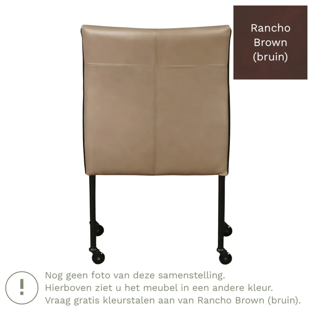 afbeelding van Leren eetkamerstoel More - Rancho Brown (bruin) - Poten staal rond zwart